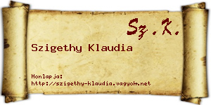 Szigethy Klaudia névjegykártya